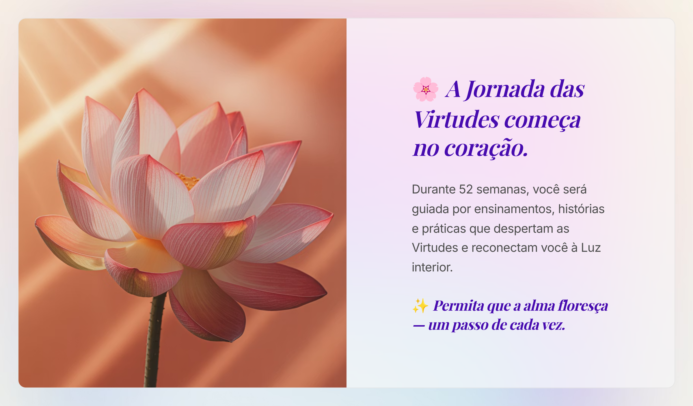 A Jornada das Virtudes começa no coração